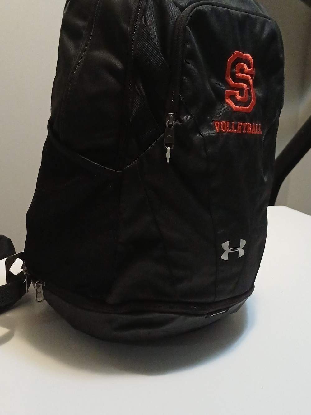 Under Armour Black Backpack with Red Volleyball Logo